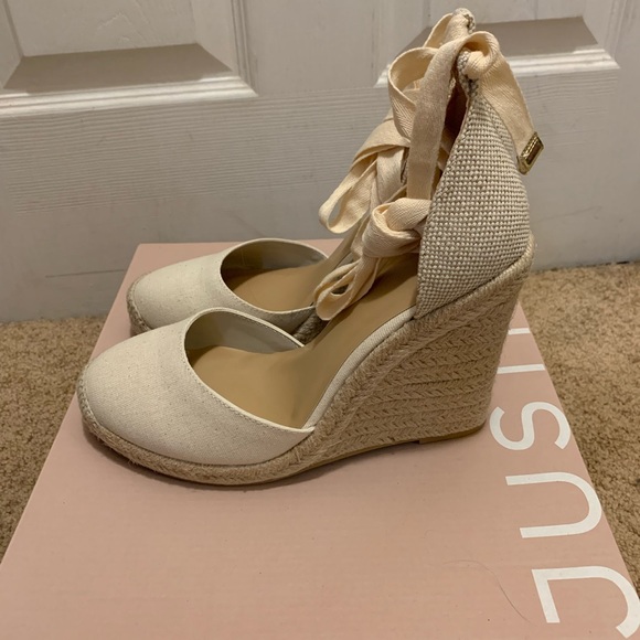 NEW Tan wedges with lace up straps. - Picture 3 of 4